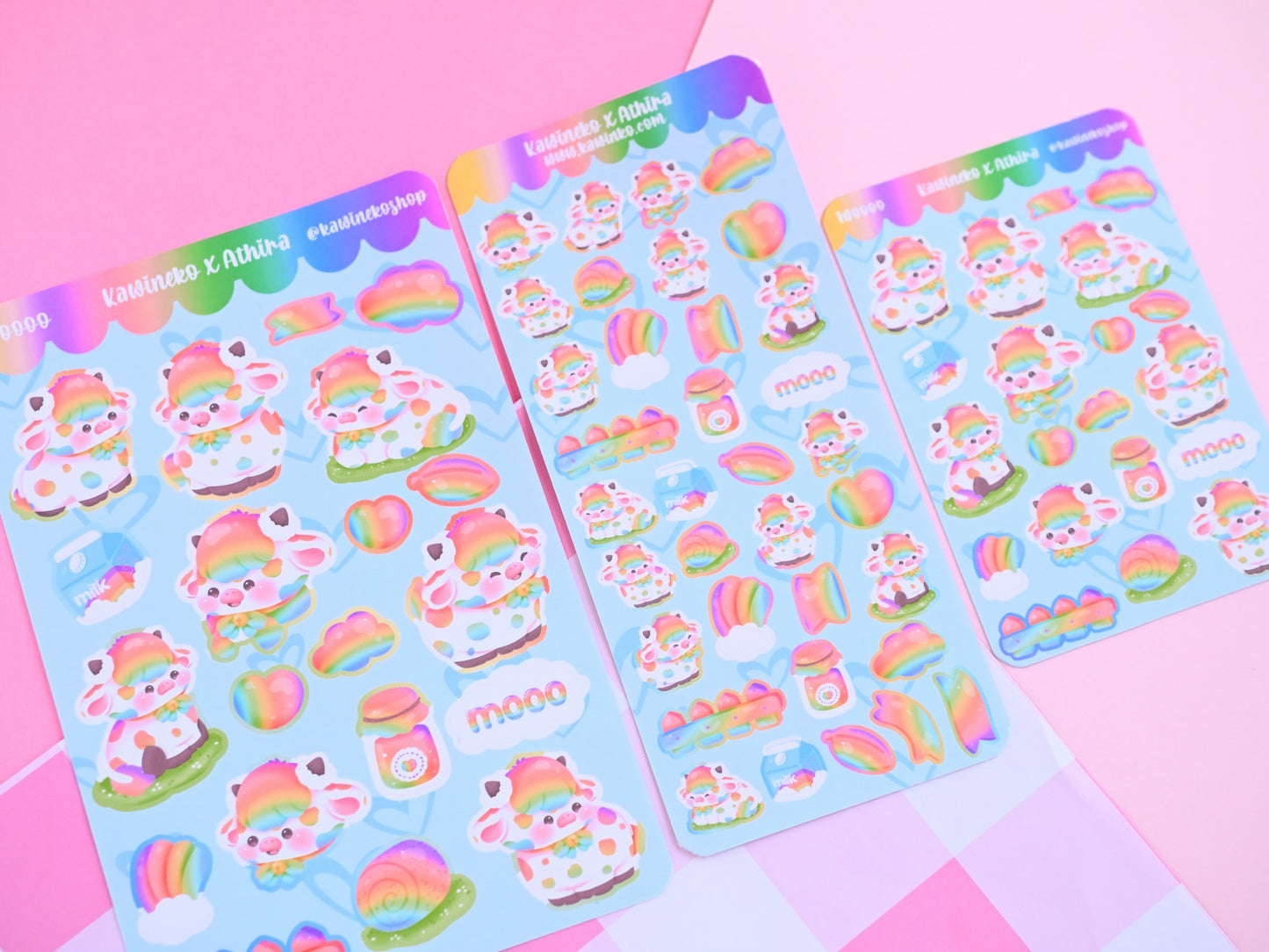 pride little cow sticker sheet deco journaling polcos toploaders cute colorful