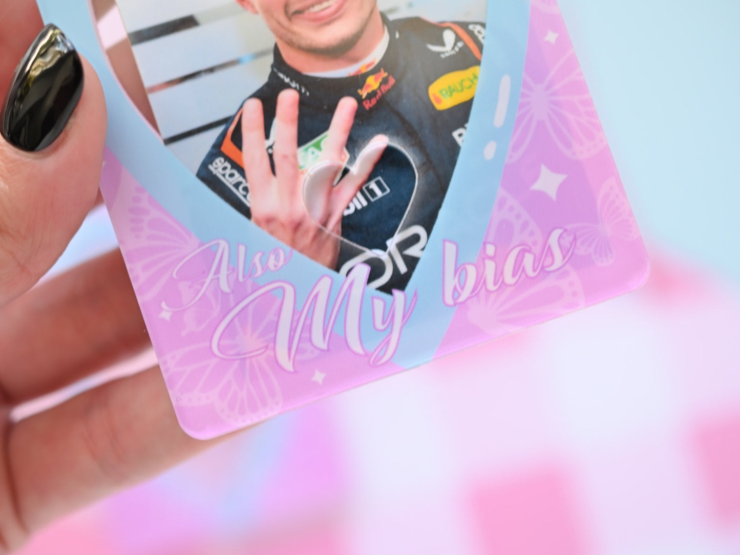 Double Window heart pc holder my bias acrylic card holder kpop photocard cardholder keychain