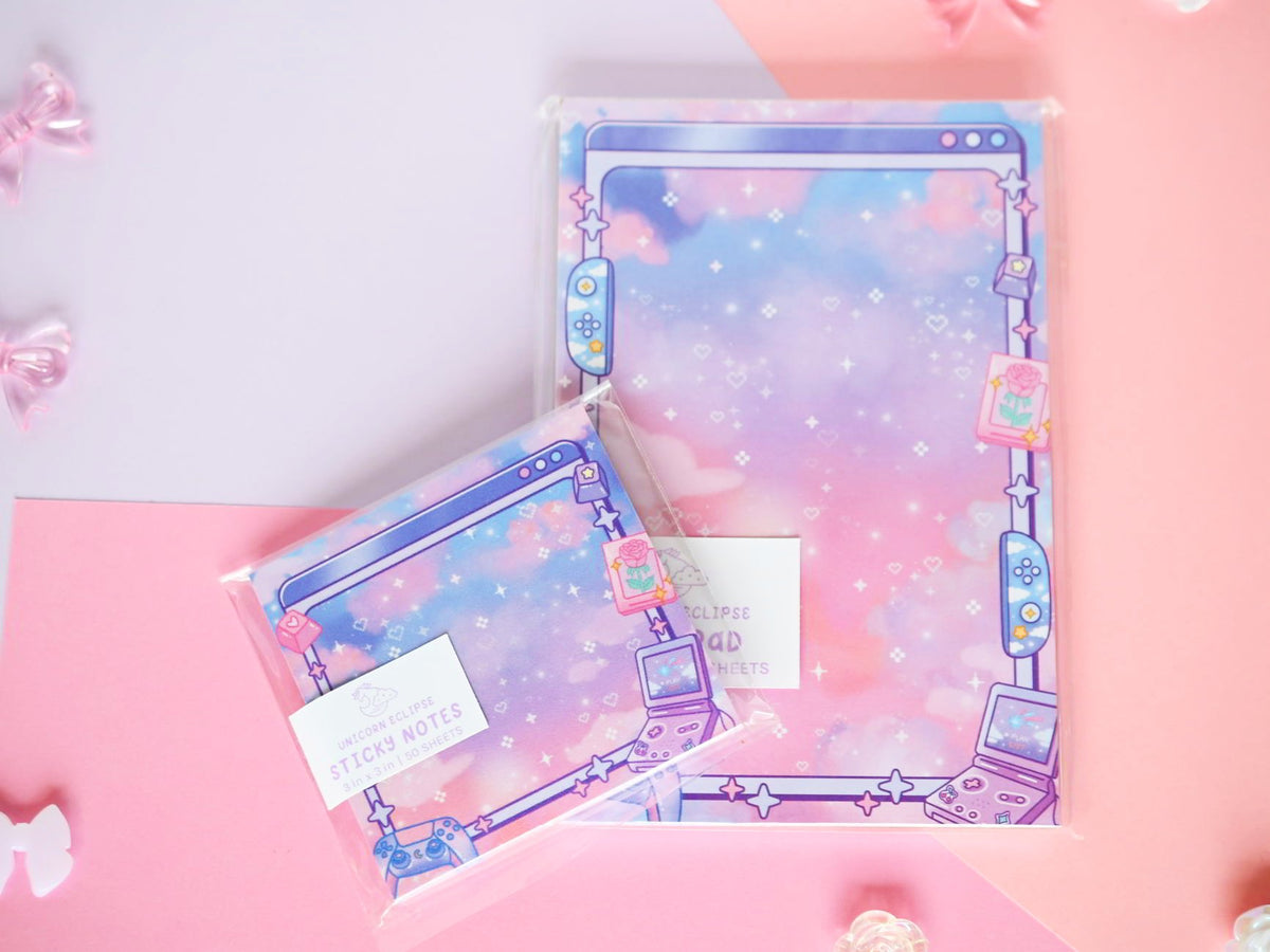 Gaming time Unicorn Eclipse stationery coaster memopad sticky note washi tape pin