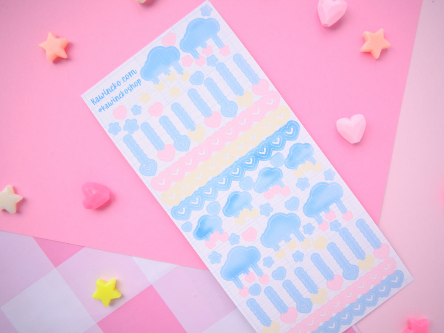 clouds stars hearts deco stickers polcos toploaders journaling