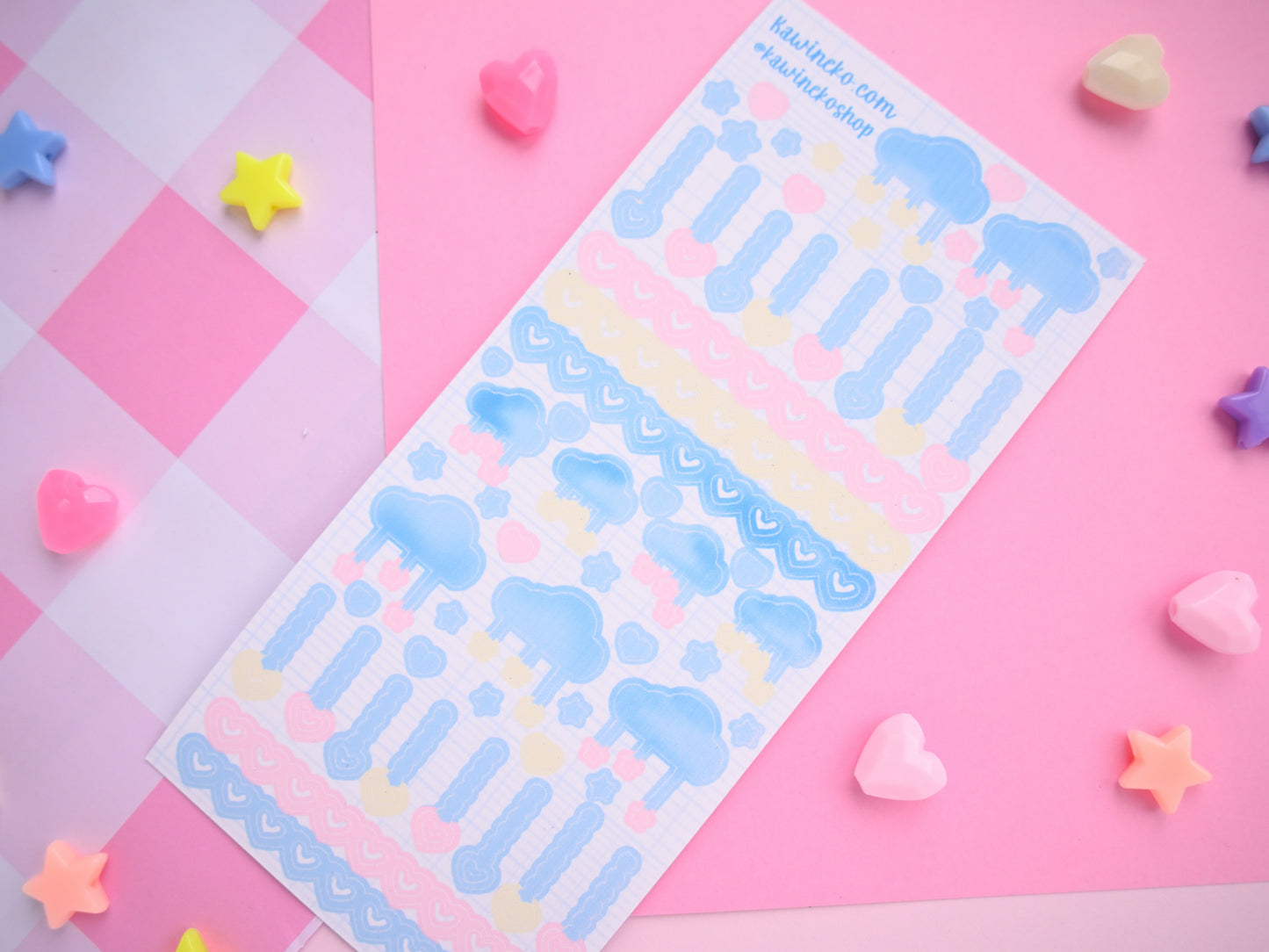 clouds stars hearts deco stickers polcos toploaders journaling