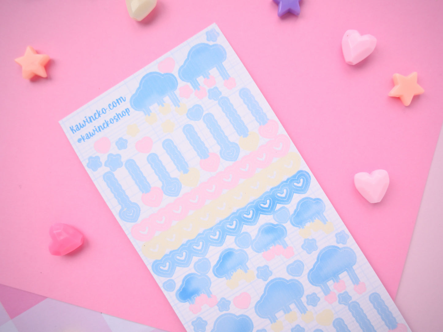 clouds stars hearts deco stickers polcos toploaders journaling