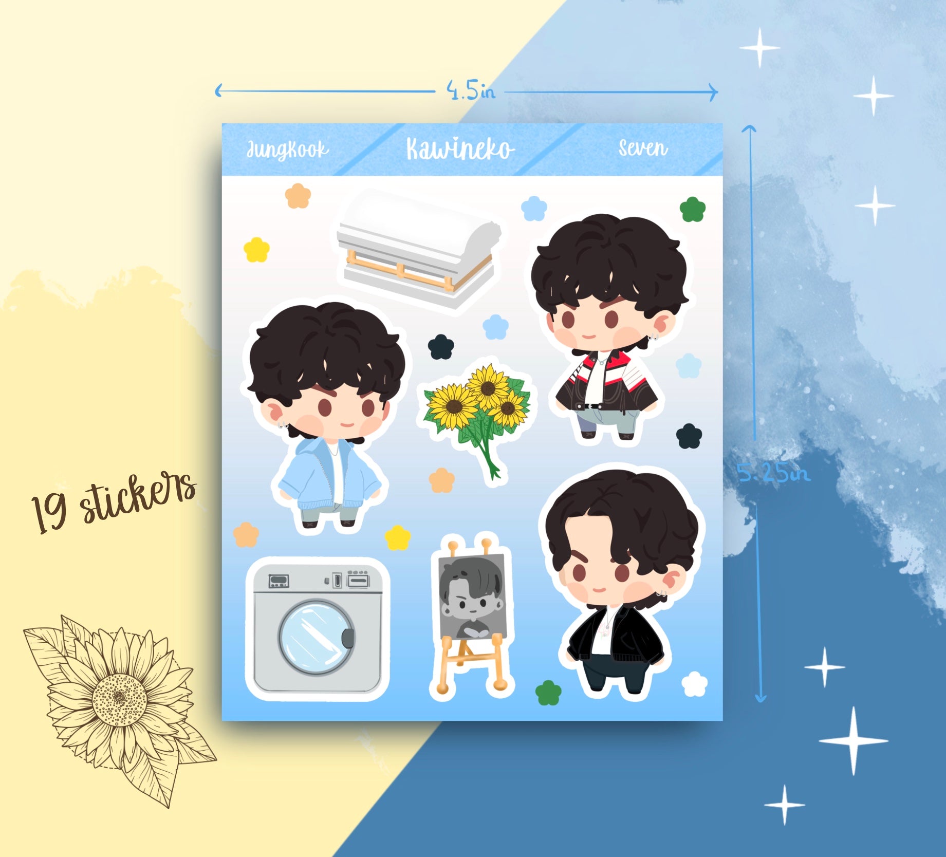 Jungkook Seven inspired sticker sheets BTS – Kawineko