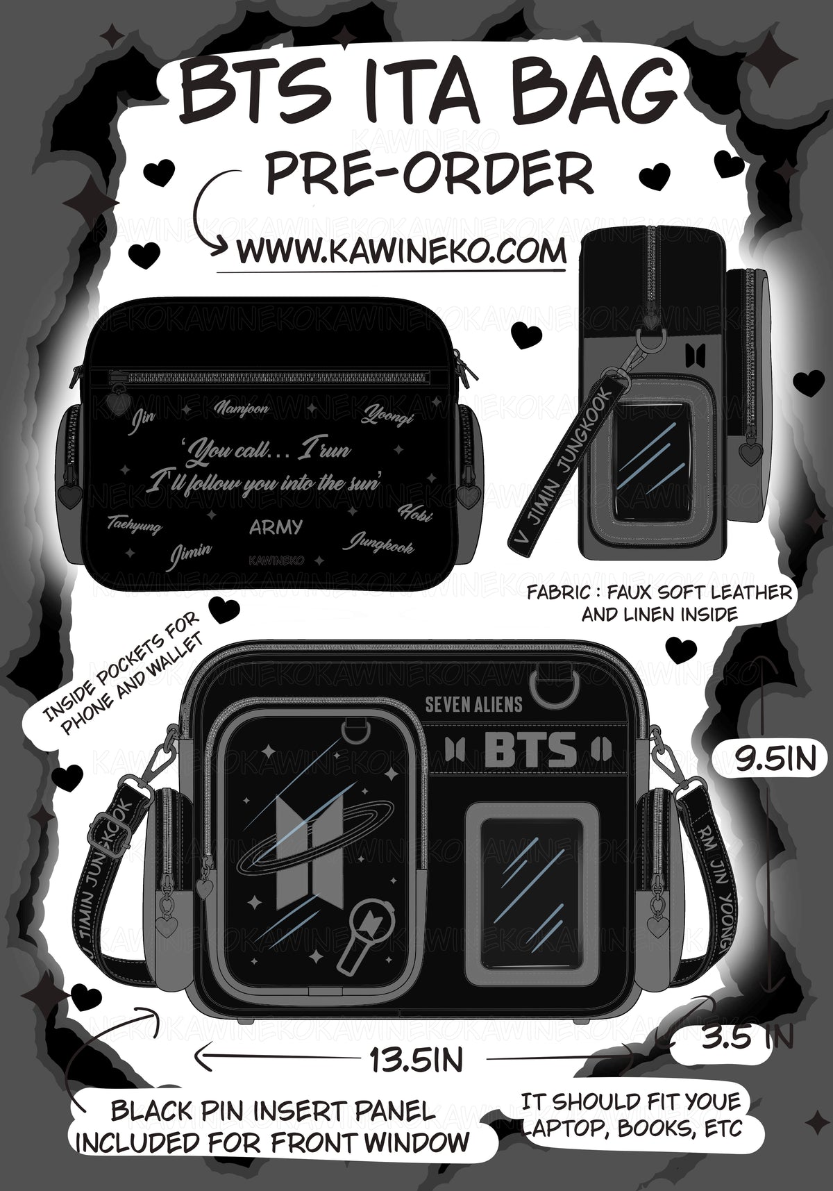 BTS army inspired ita bag bangtan arirang