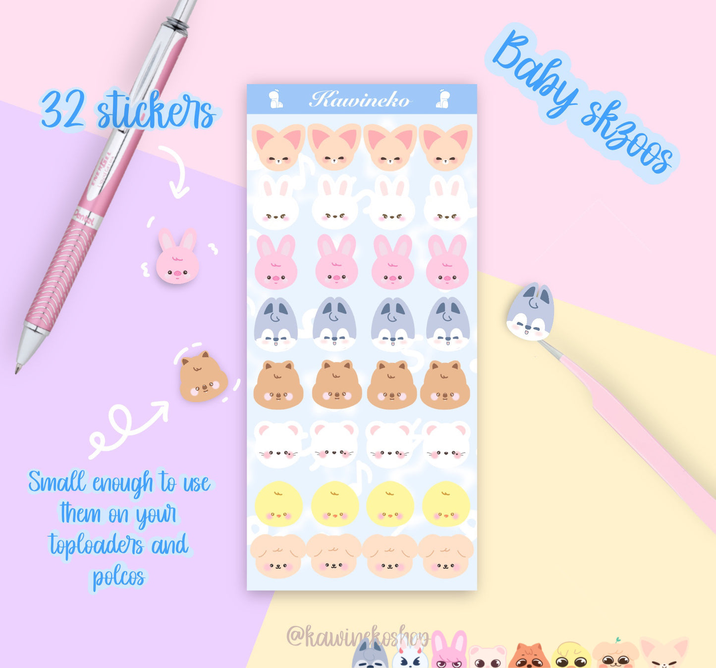 SKZOO babies little cute faces sticker sheets skz Stray Kids