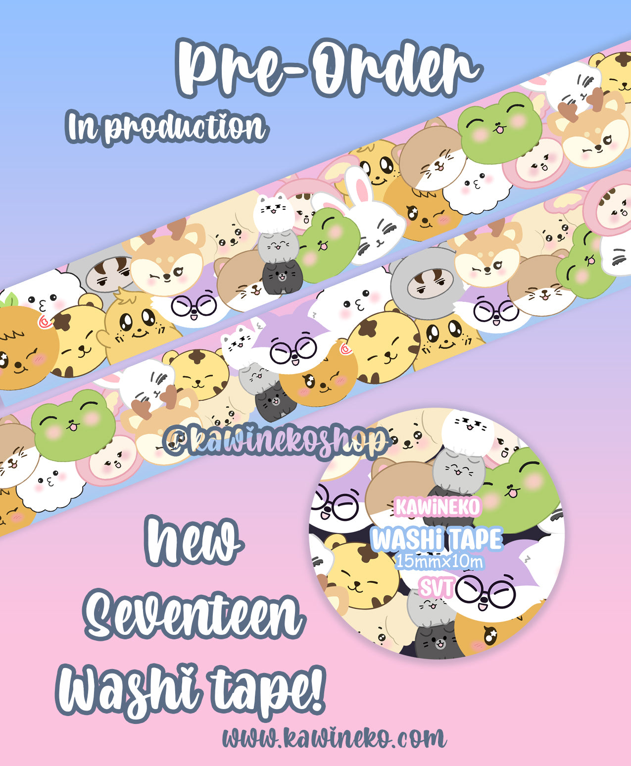 PRE=ORDER // SVT seventeen carat washi tape merch kpop cute stationery
