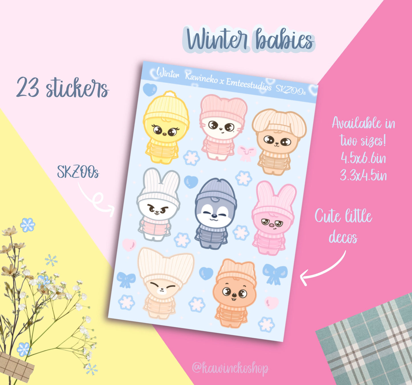 SKZOO winter babies sticker sheets Stray Kids Skzoo SKZ fan art