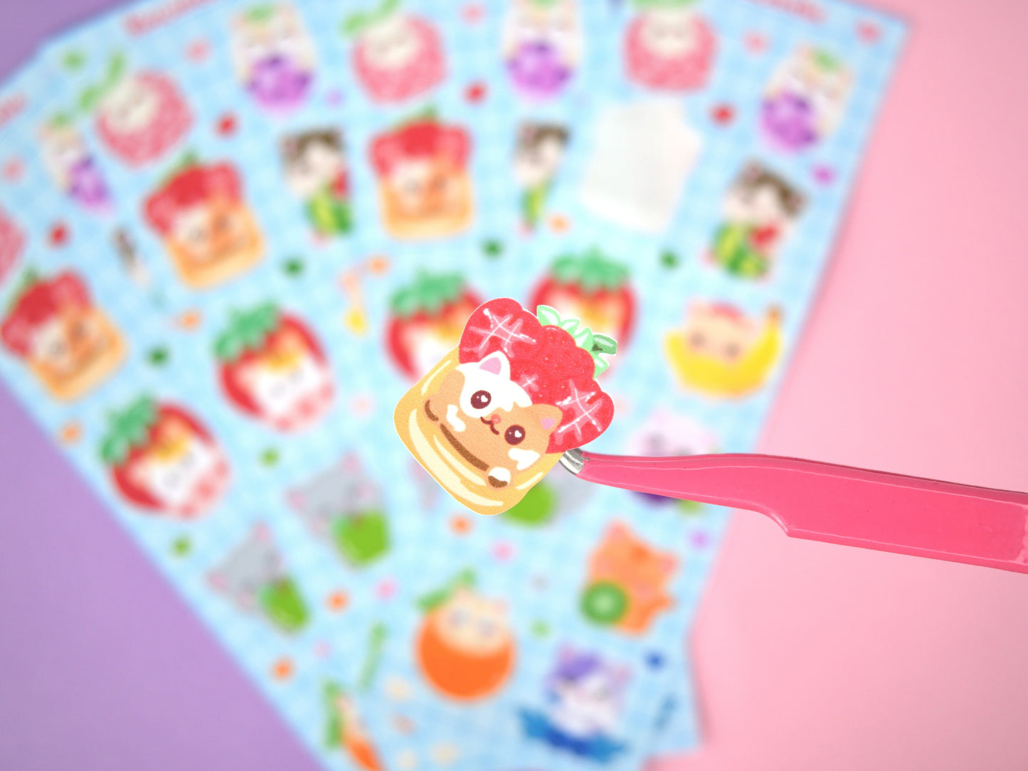 Cats and fruits sticker sheets