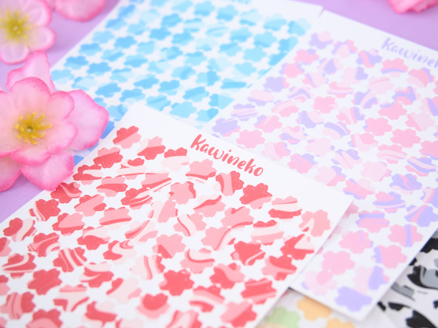 sakura flowers liquid marble pattern