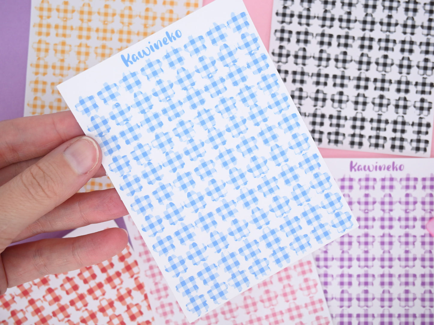 Sakura flowers plaid pattern