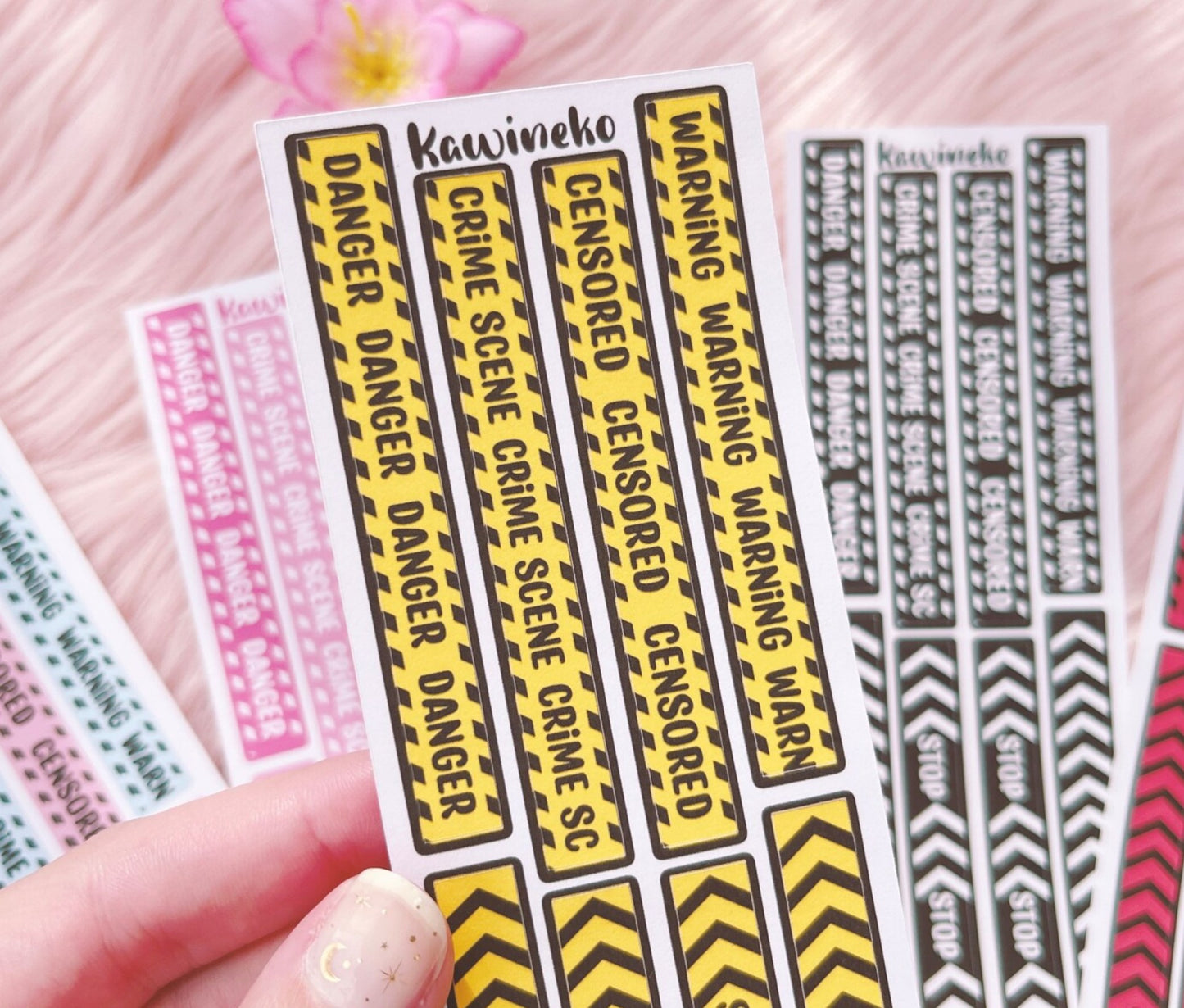 Warning strips sticker sheets