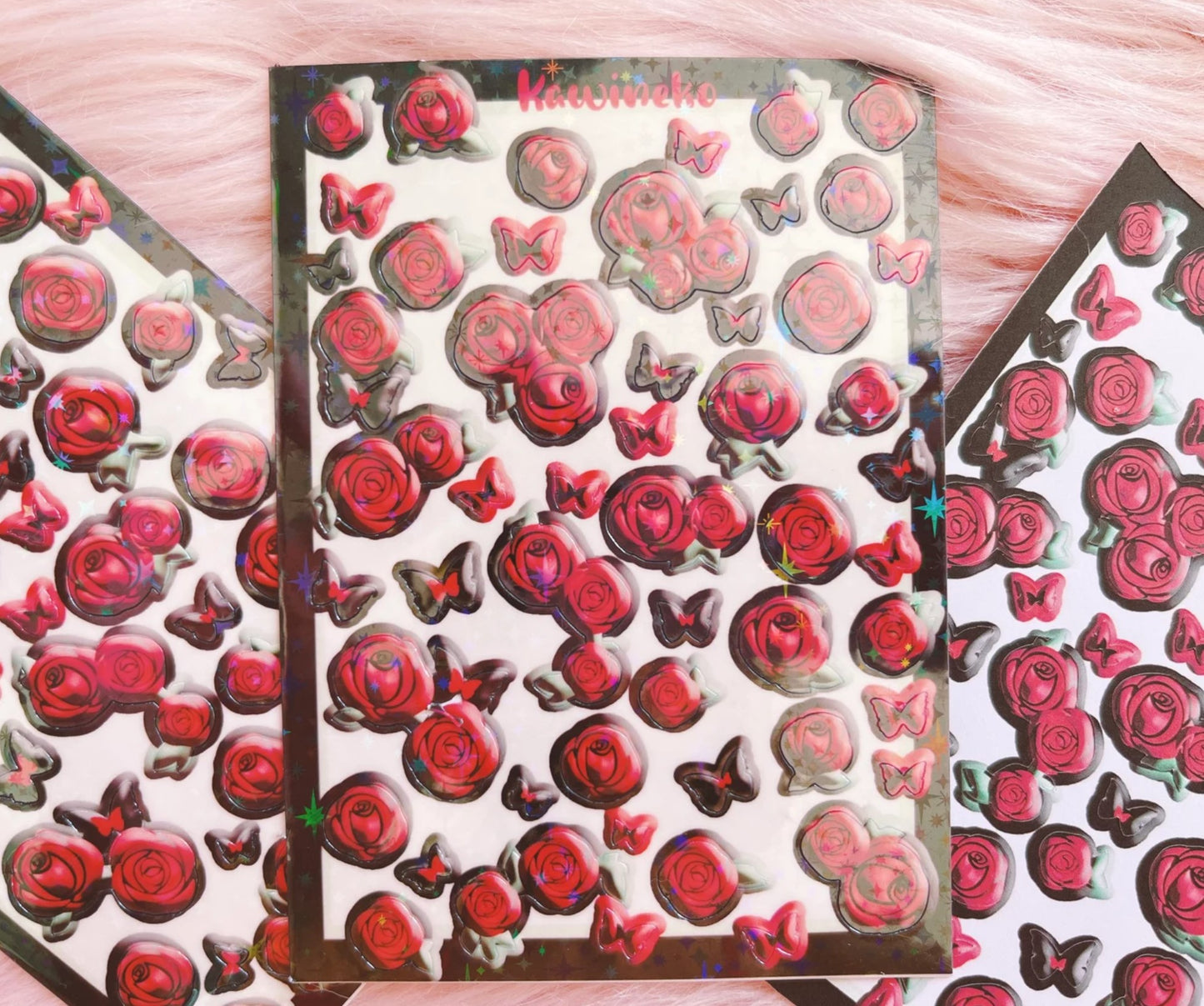 Fake 3D roses stickers