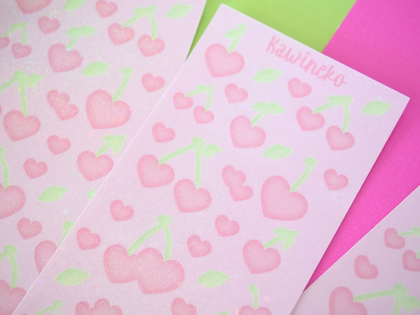 Heart cherries sticker sheet cherry