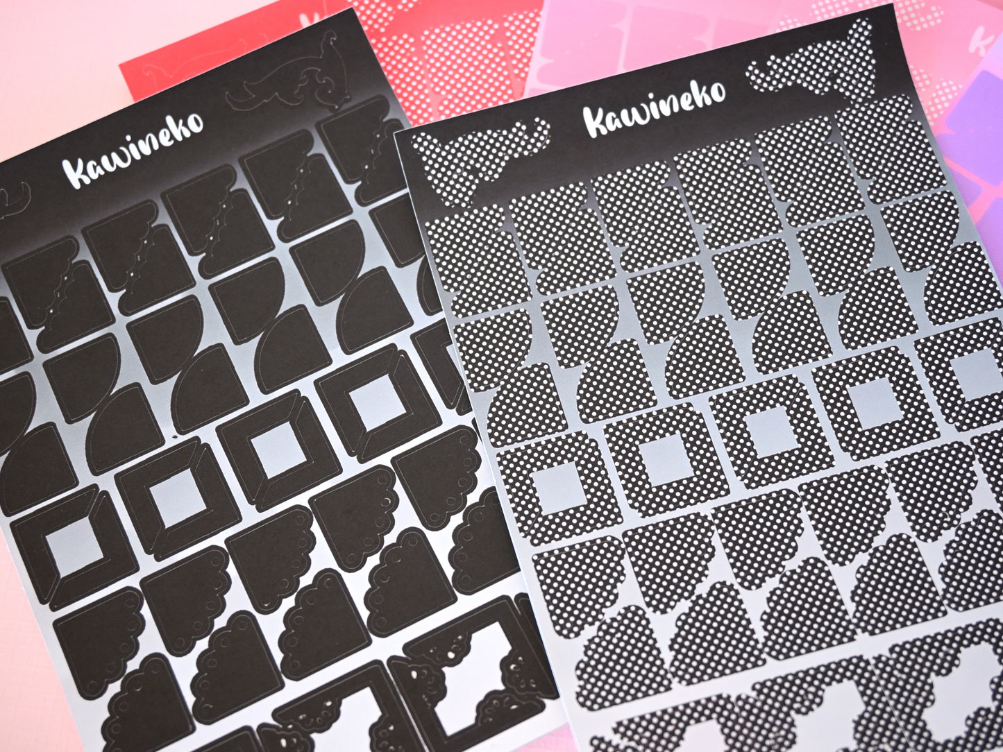 Polka and solid color corners sticker sheets