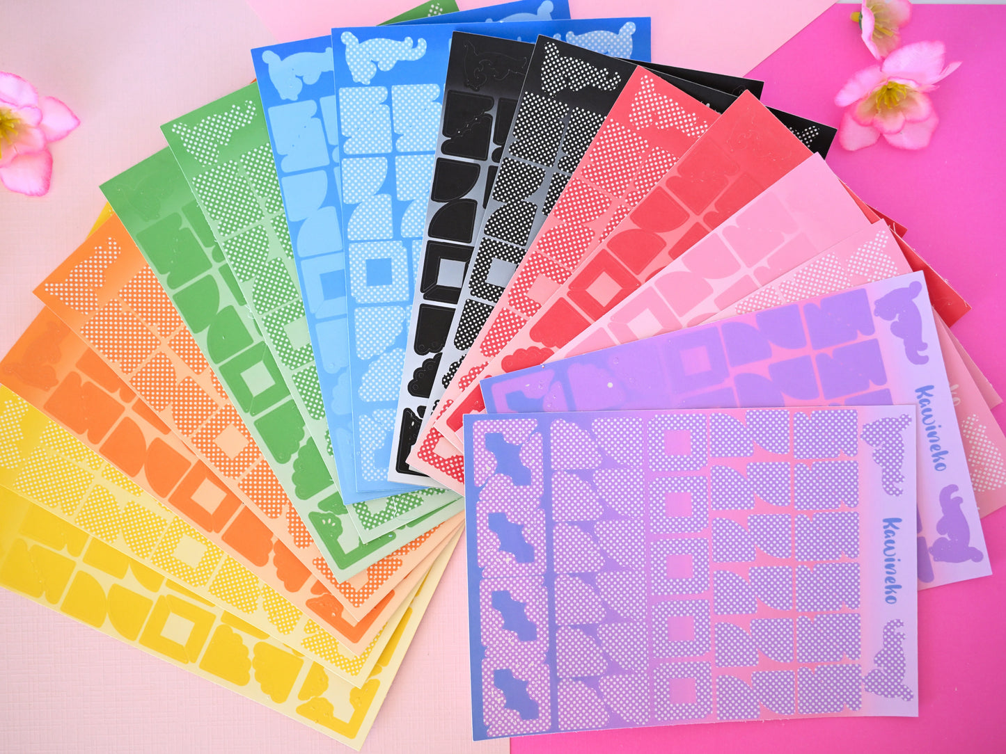 Polka and solid color corners sticker sheets