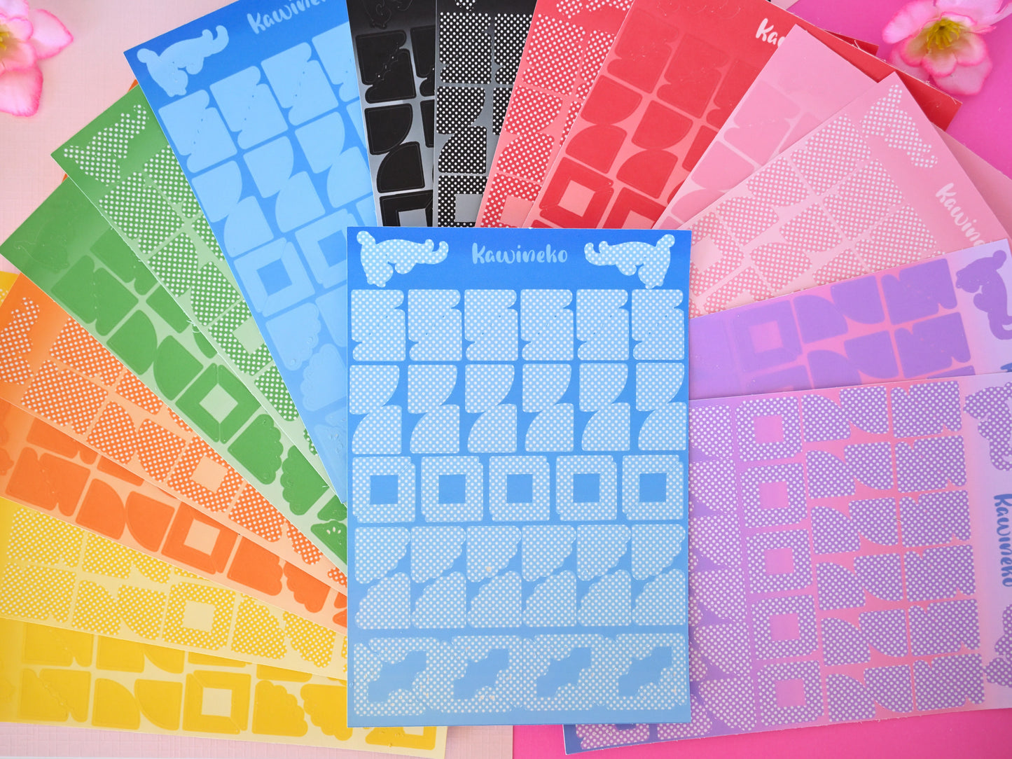 Polka and solid color corners sticker sheets