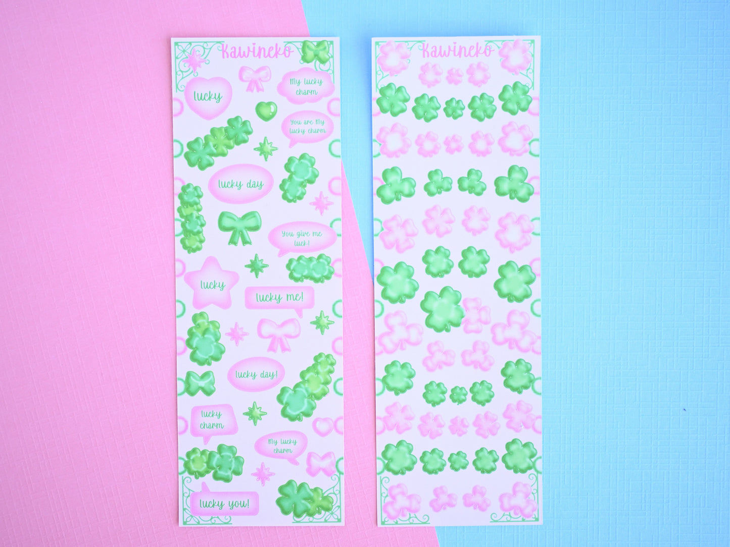 green pink clovers sticker sheets