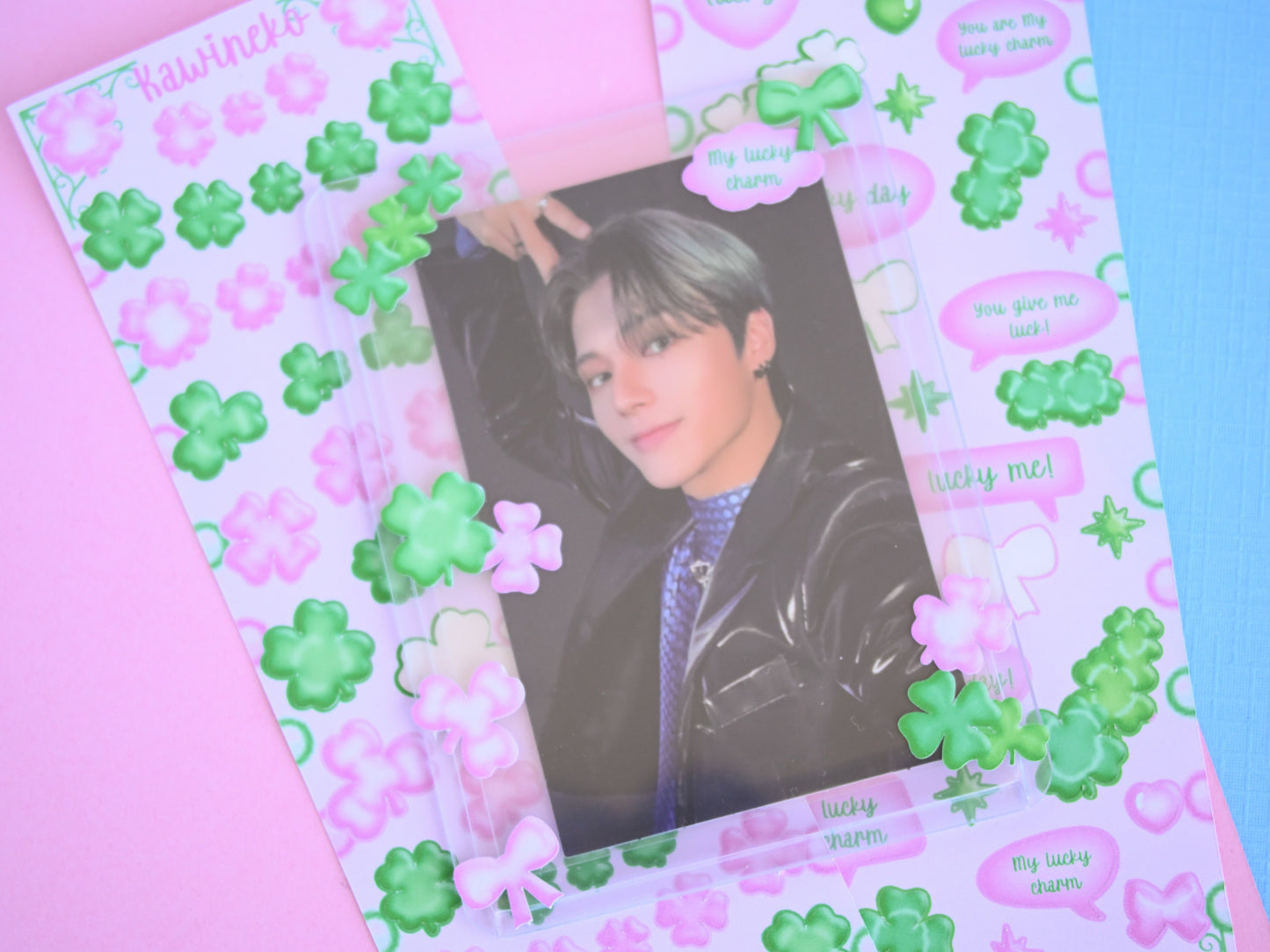 green pink clovers sticker sheets