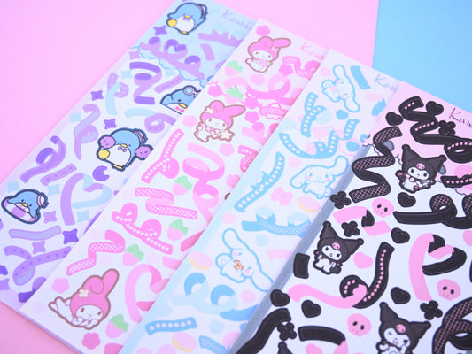 part 1 Sanrio inspired deco stickers sticker sheets color core, Japanese