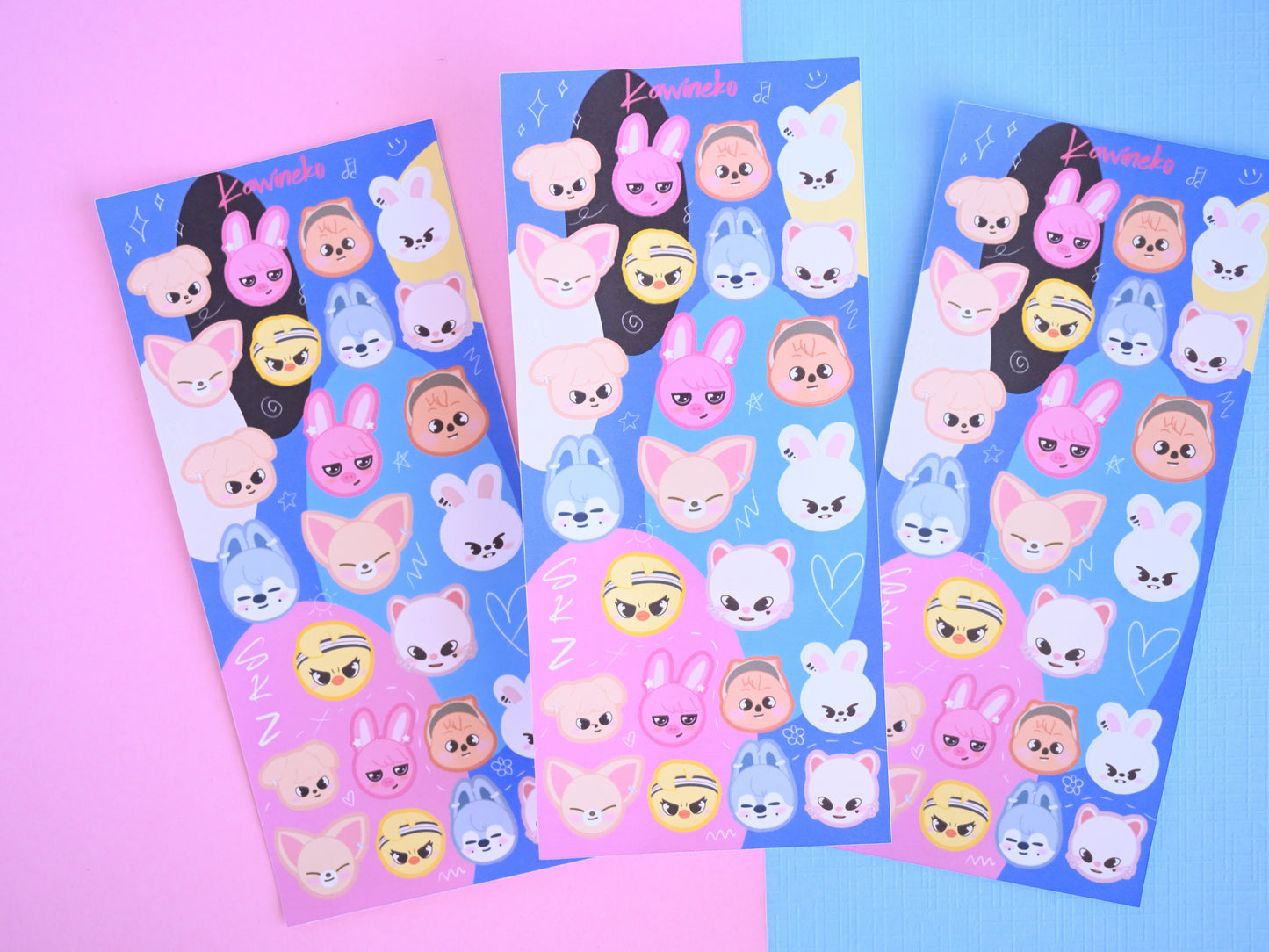 SKZOO 5 stars little cute faces sticker sheets skz Stray Kids