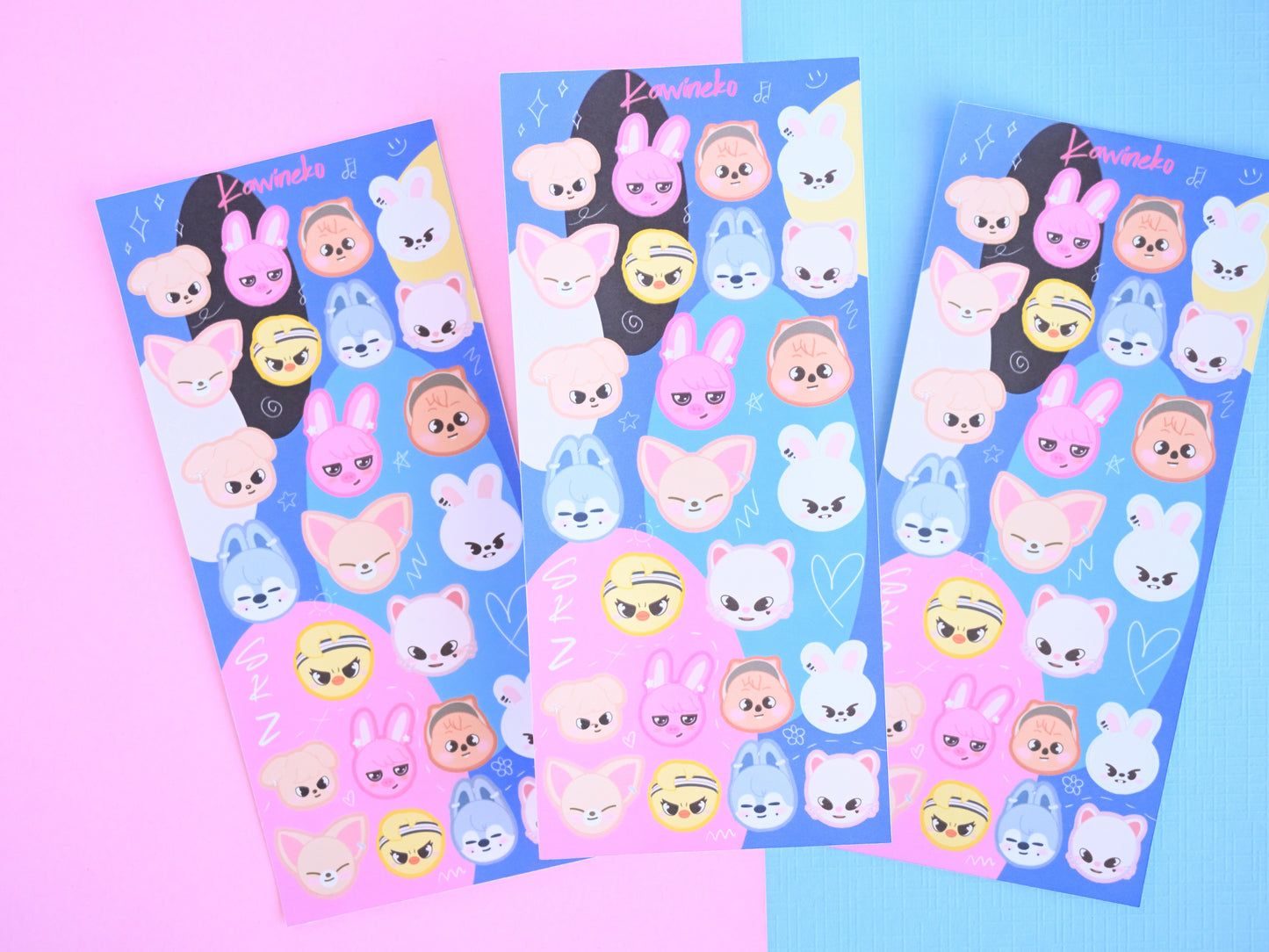 SKZOO 5 stars little cute faces sticker sheets skz Stray Kids