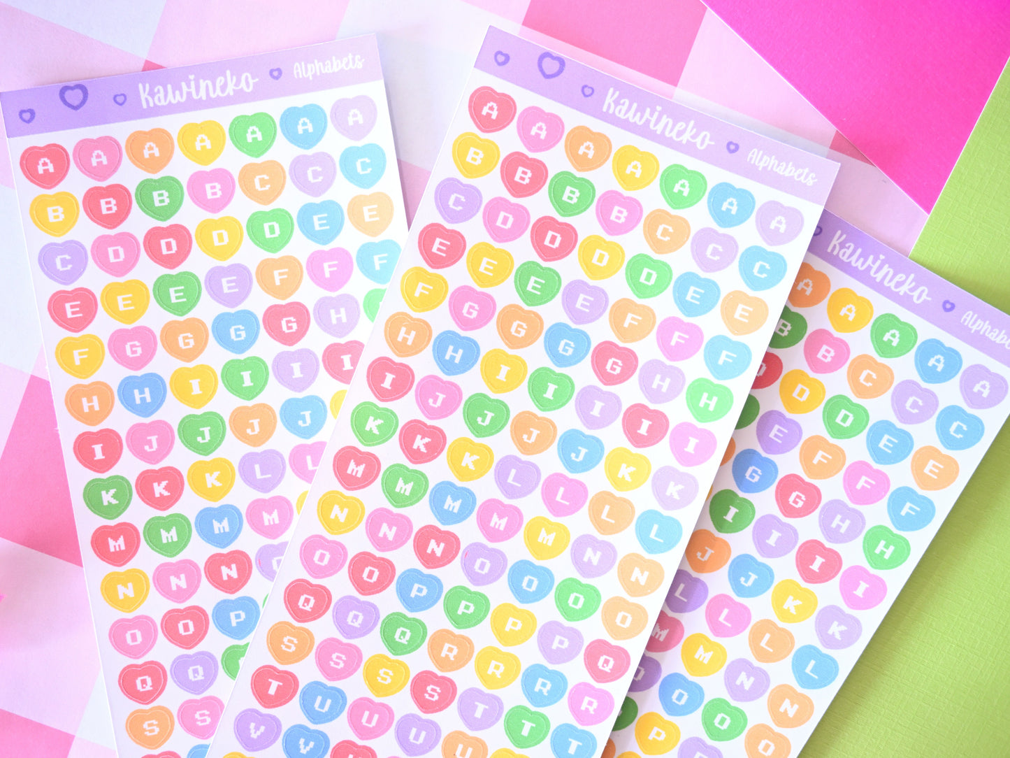 cute little Heart alphabet sticker sheets