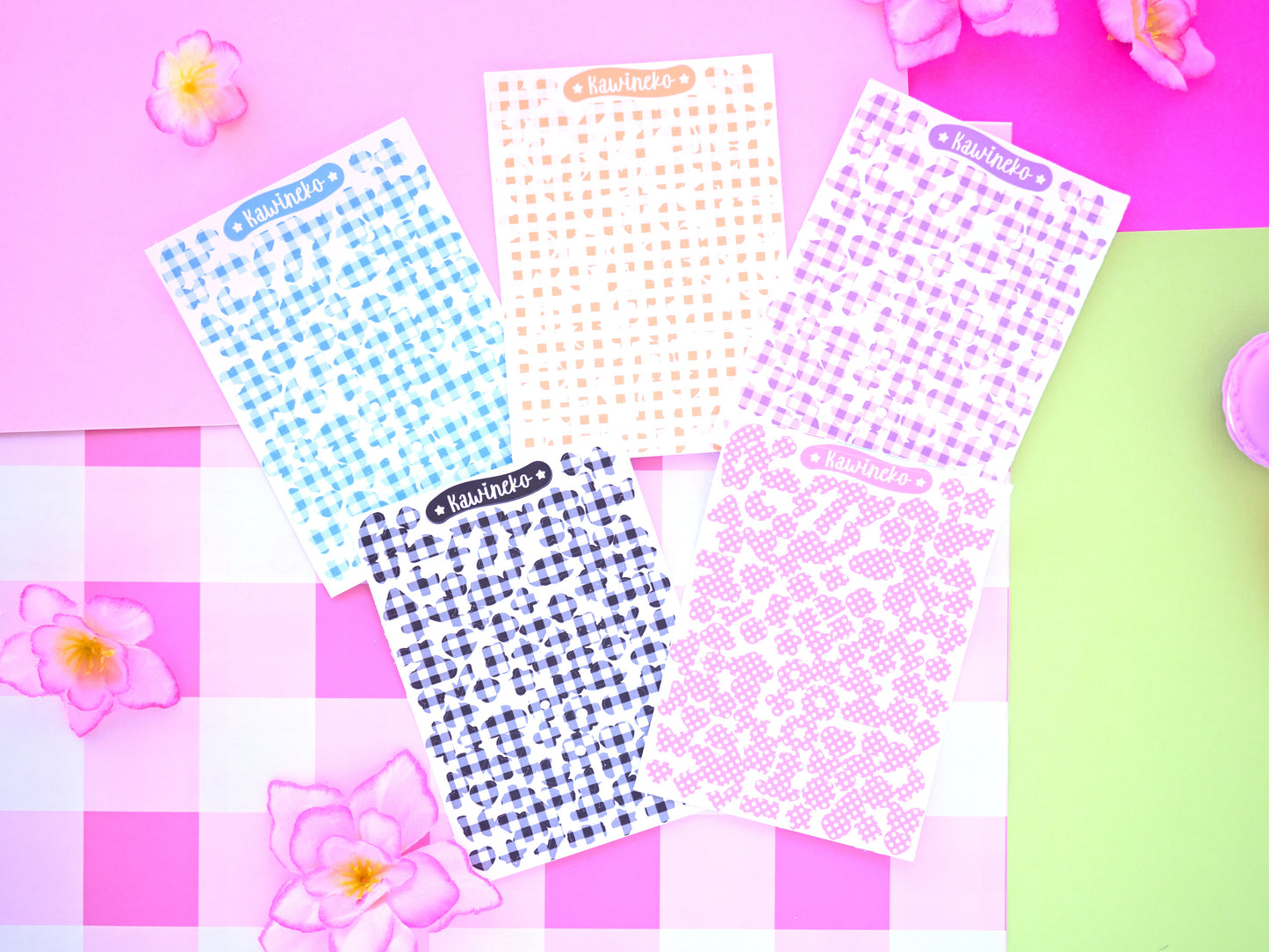 little plaid and polka deco stickers sheet