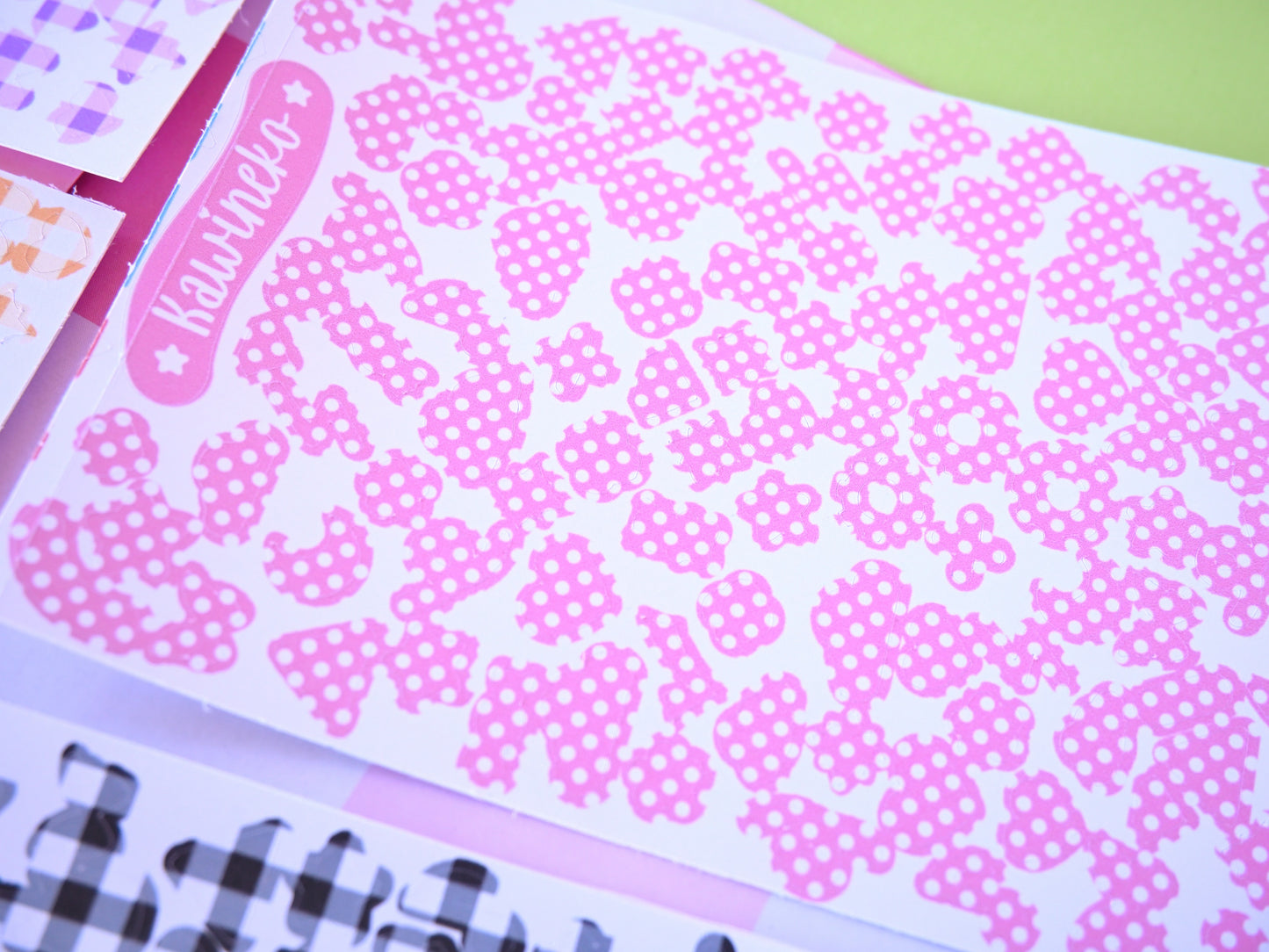 little plaid and polka deco stickers sheet