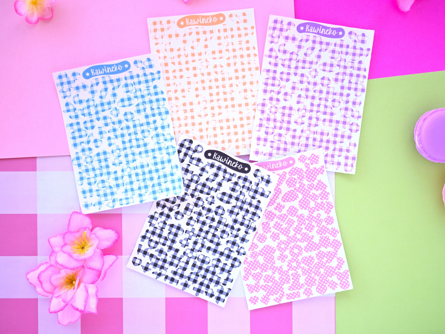 little plaid and polka deco stickers sheet