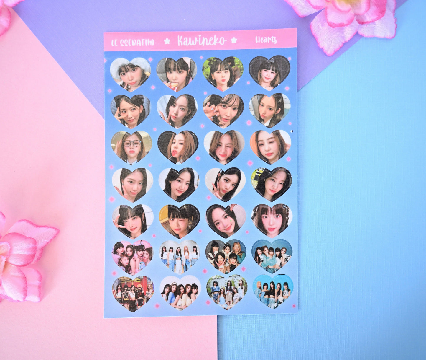 Le sserafim kpop hearts sticker sheet