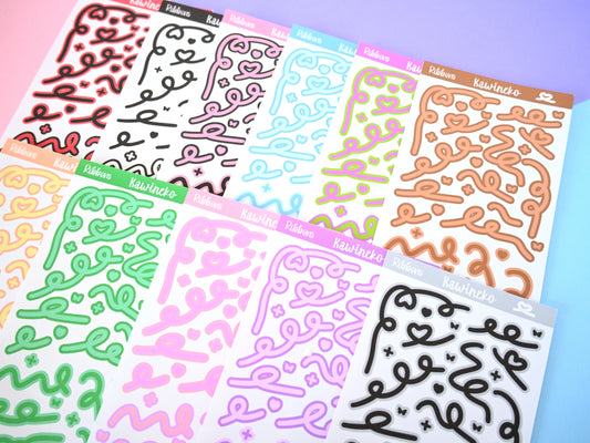 double color ribbons sticker sheets with little decos