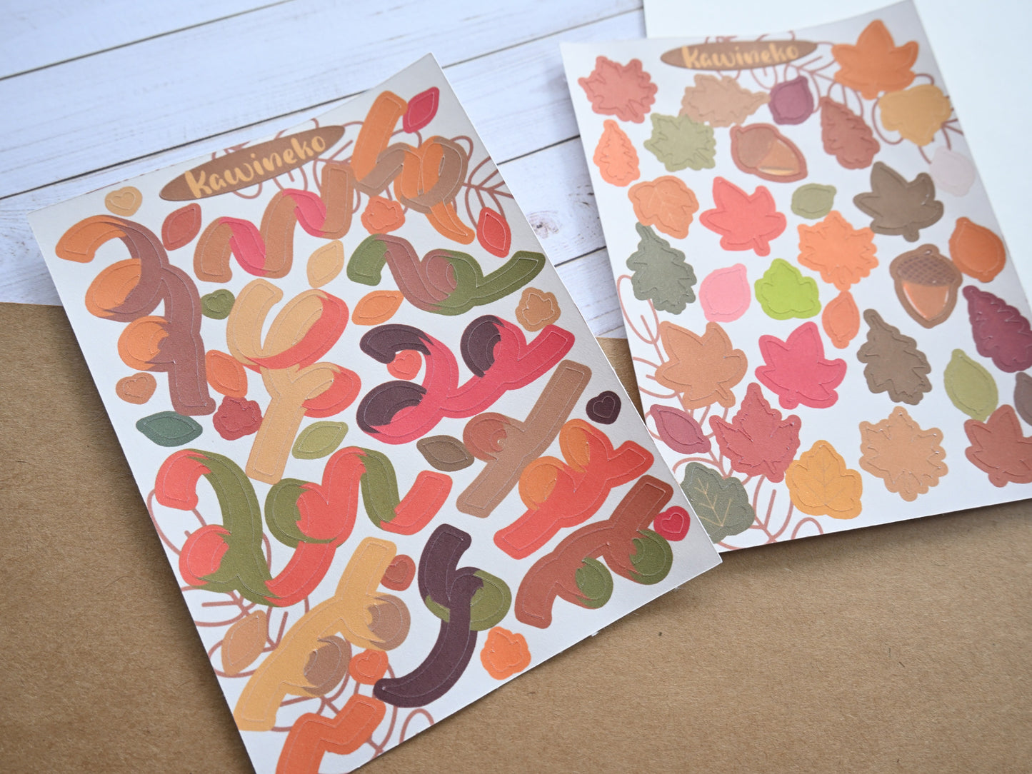 Fall stickers autumn leaves ribbons decos