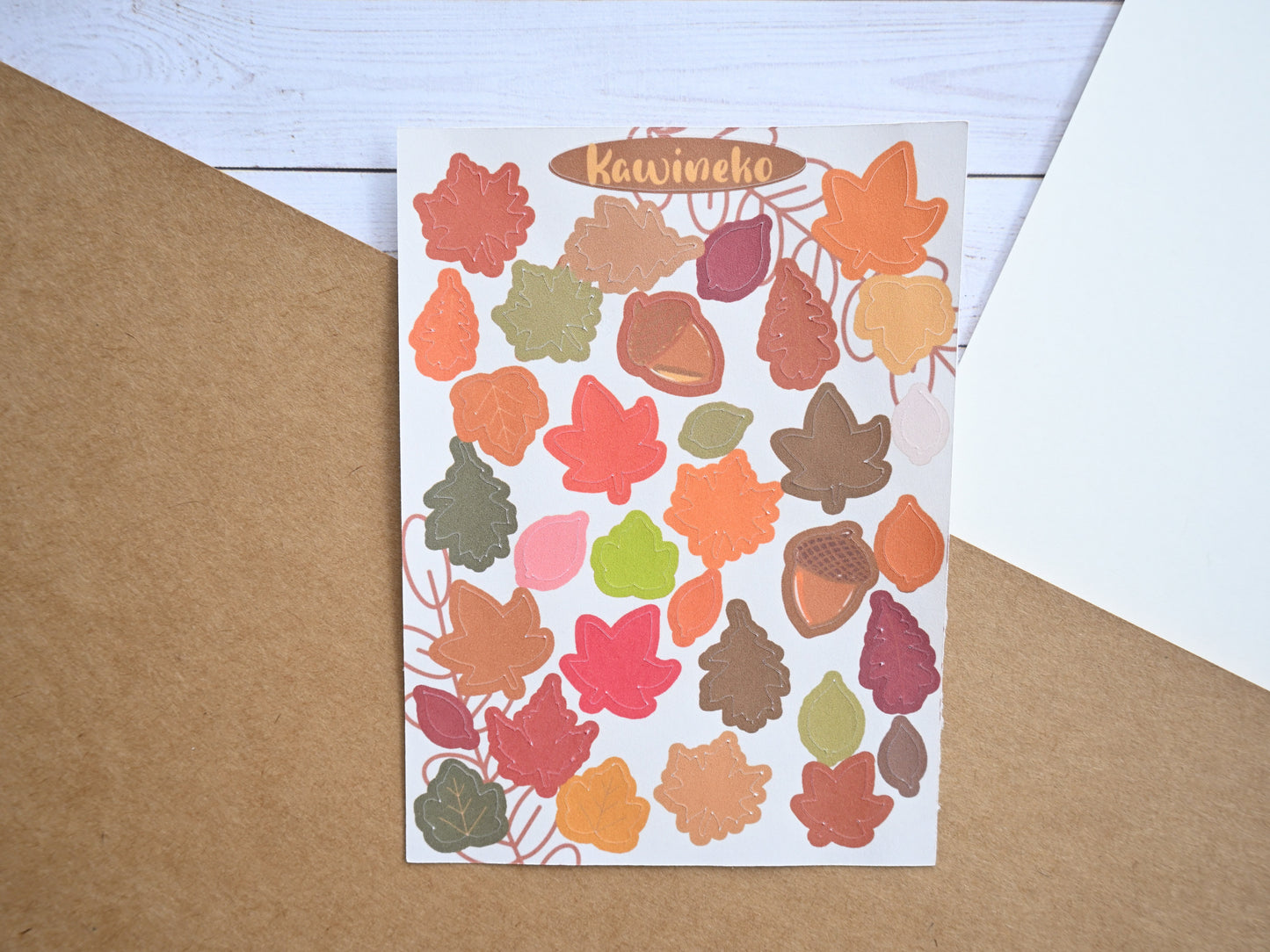 Fall stickers autumn leaves ribbons decos