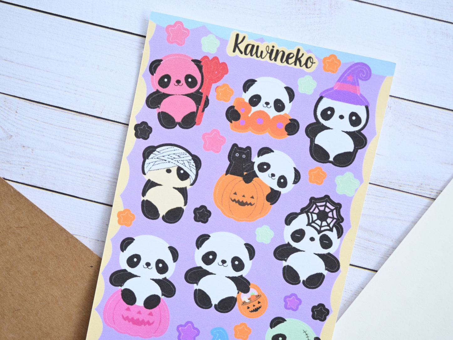 Spooky pandas Halloween stickers