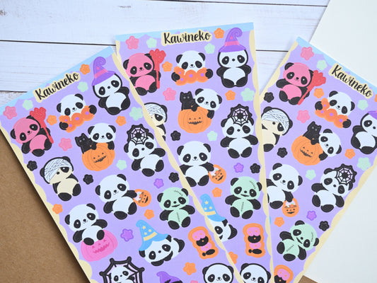 Spooky pandas Halloween stickers