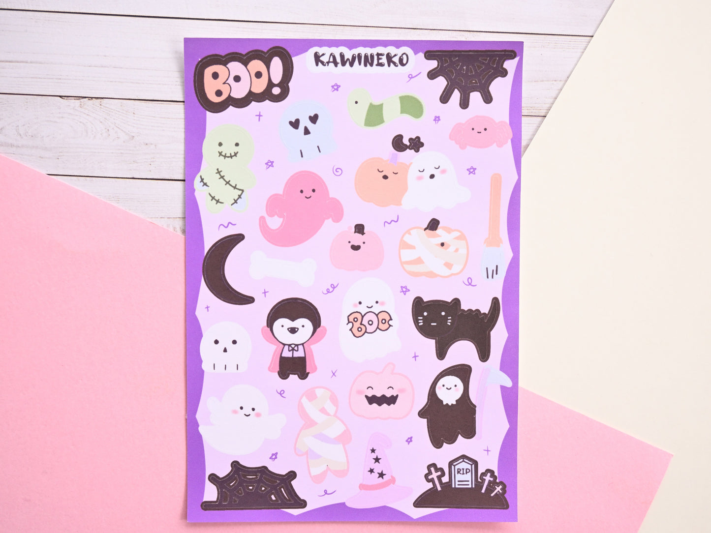 Spooky sticker sheet perfect for journaling and deco cute ghosts pumpkins vampire