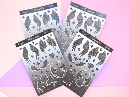 Black wings demon angel devil feathers sticker sheets