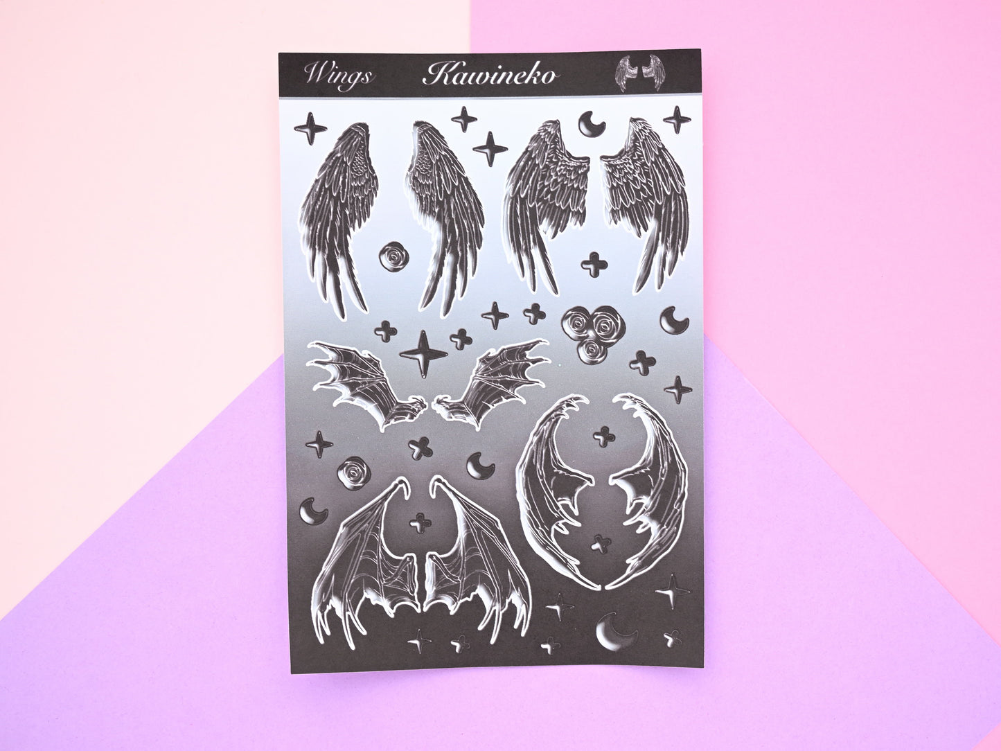Black wings demon angel devil feathers sticker sheets