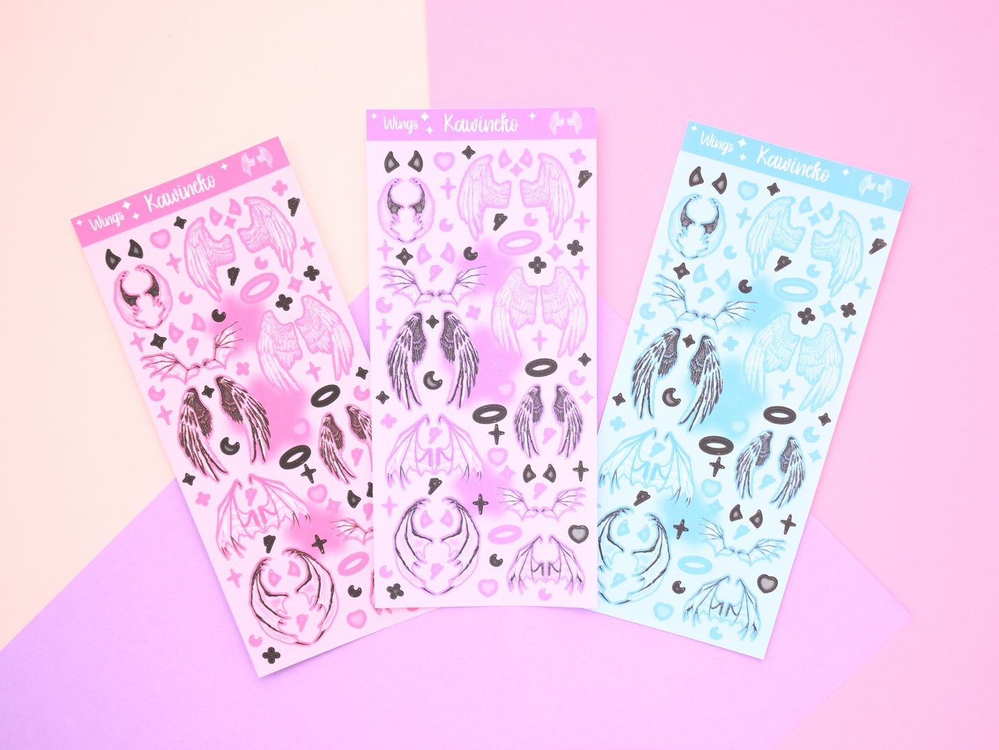 little wings demon angel devil feathers sticker sheets