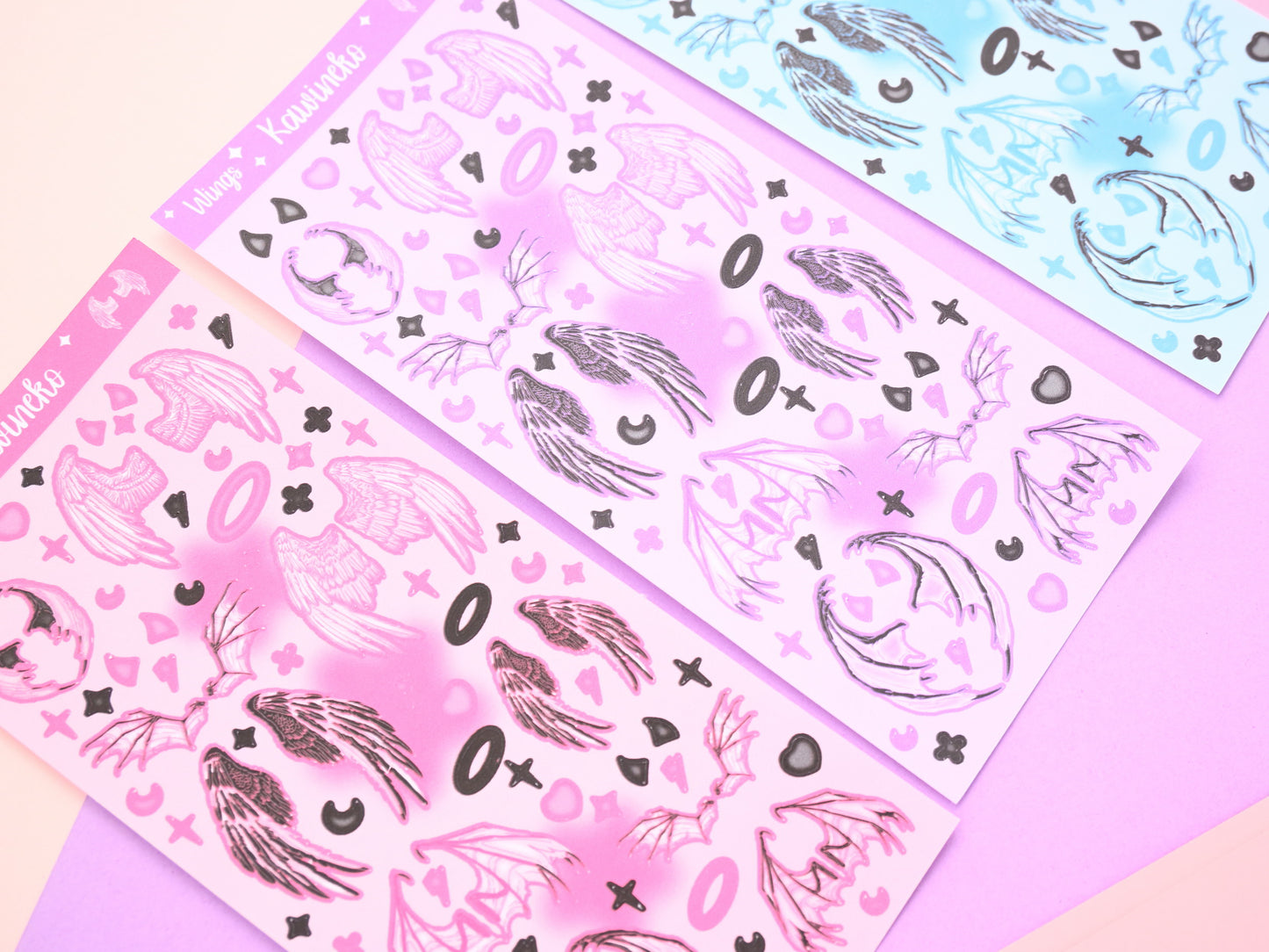 little wings demon angel devil feathers sticker sheets