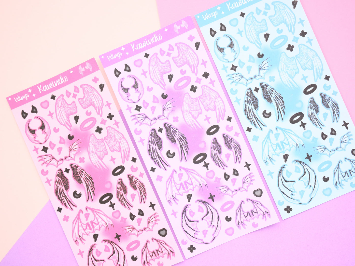 little wings demon angel devil feathers sticker sheets