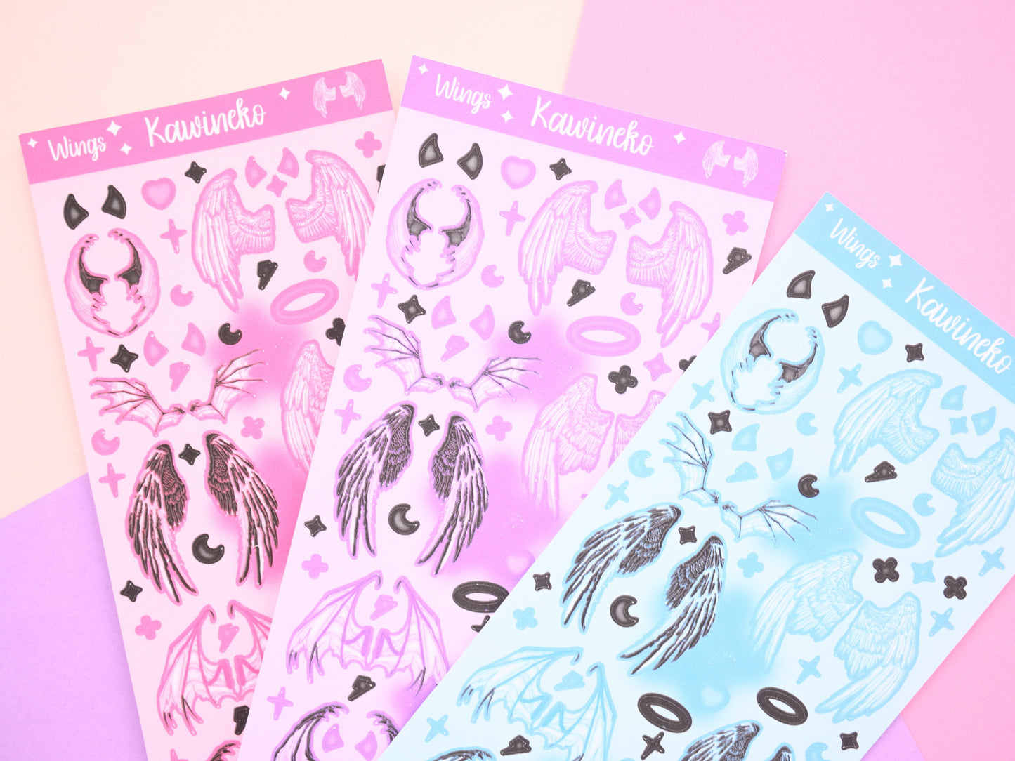 little wings demon angel devil feathers sticker sheets