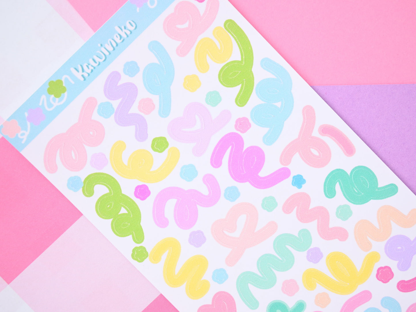 fun colorful ribbons sticker sheets