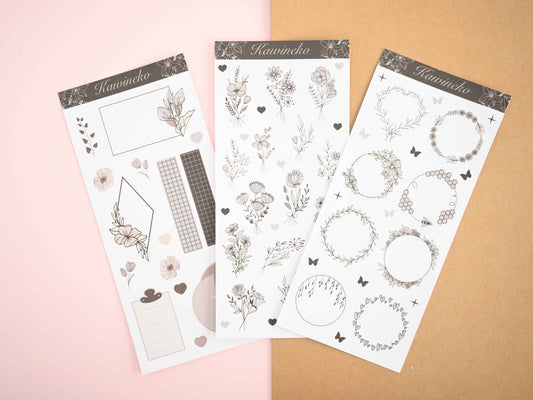Classic planner journaling sticker sheets vintage flowers