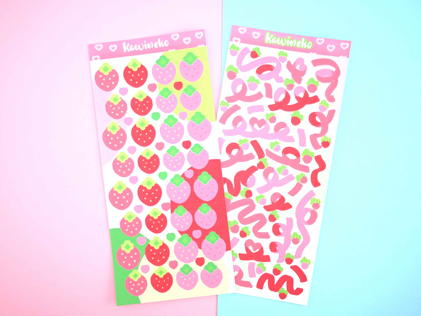 Cute strawberry ribbons and strawberries decos sticker sheets