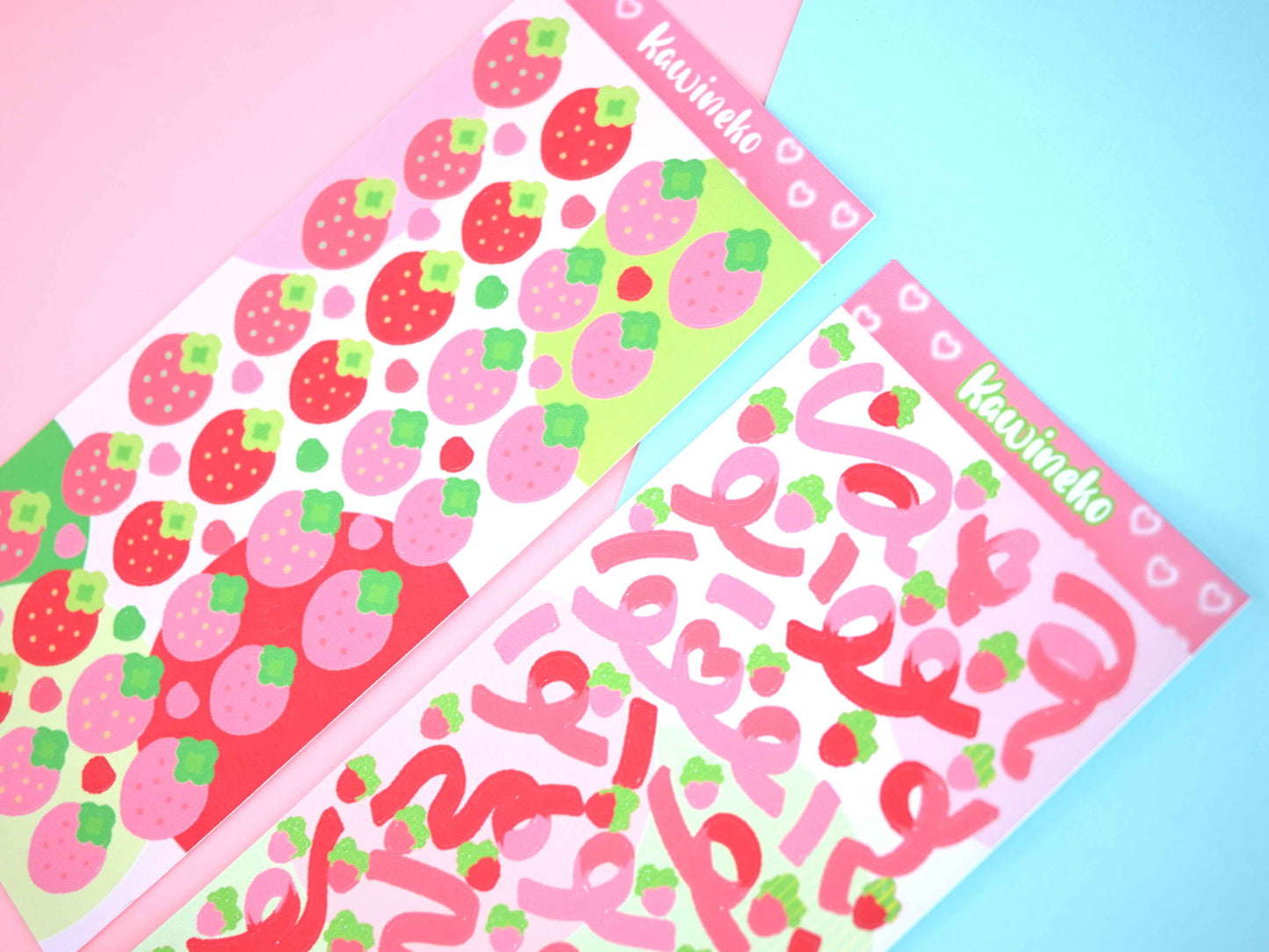 Cute strawberry ribbons and strawberries decos sticker sheets