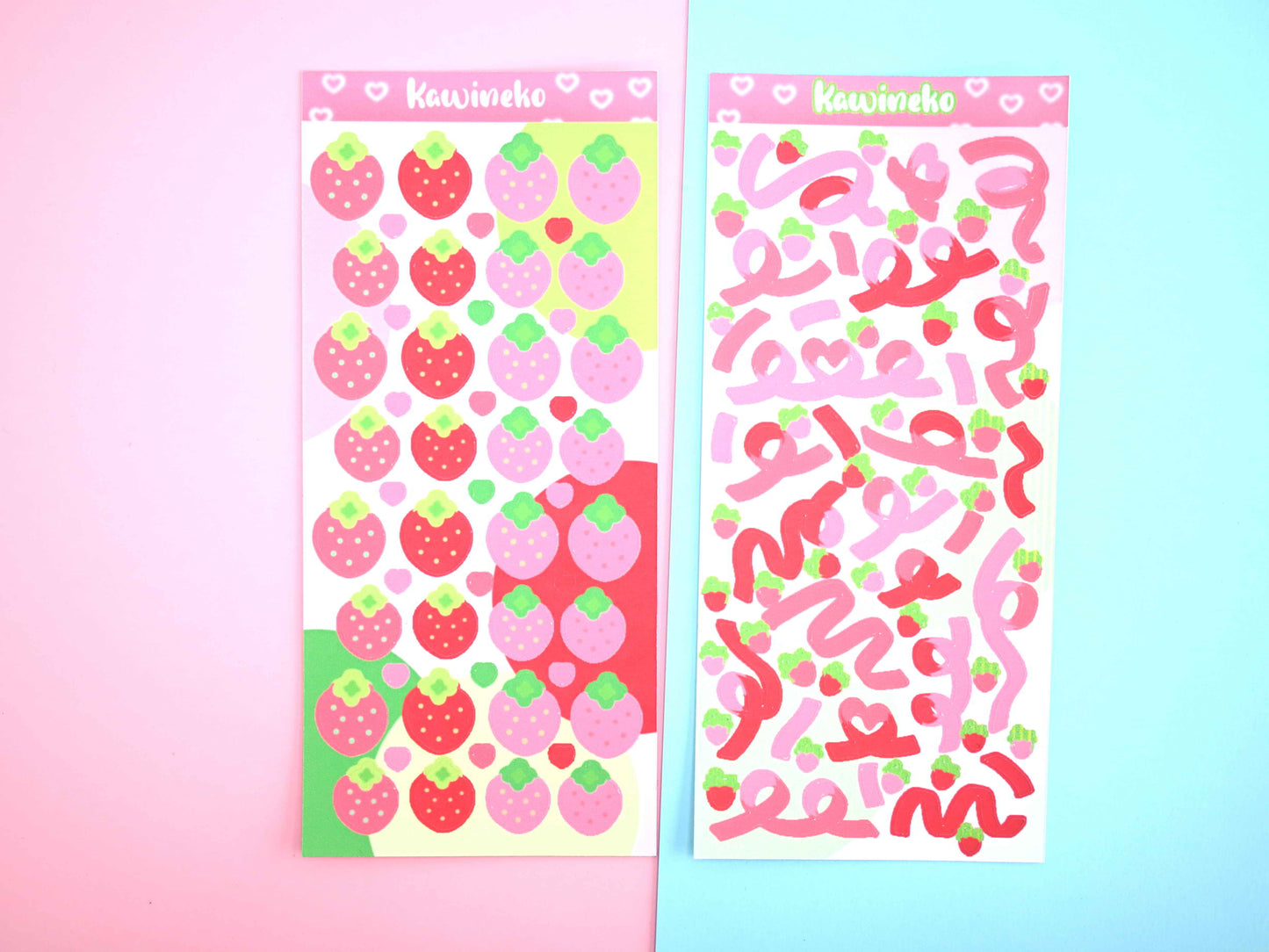 Cute strawberry ribbons and strawberries decos sticker sheets