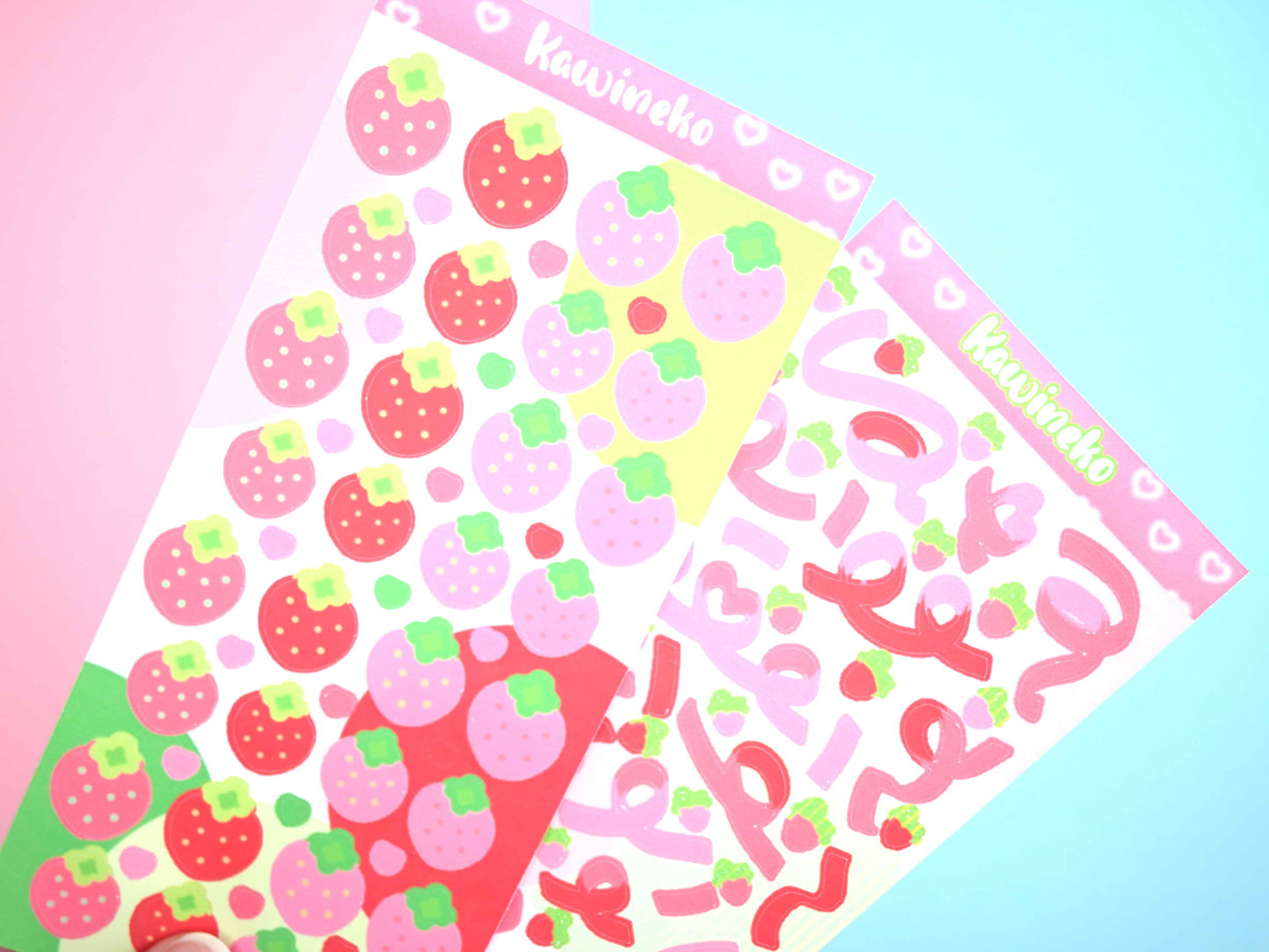 Cute strawberry ribbons and strawberries decos sticker sheets