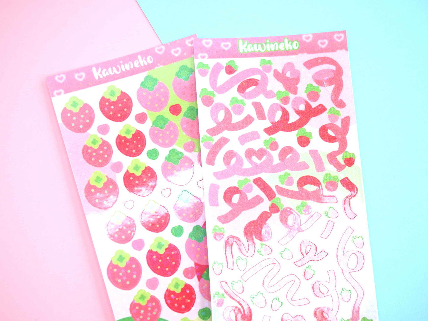 Cute strawberry ribbons and strawberries decos sticker sheets