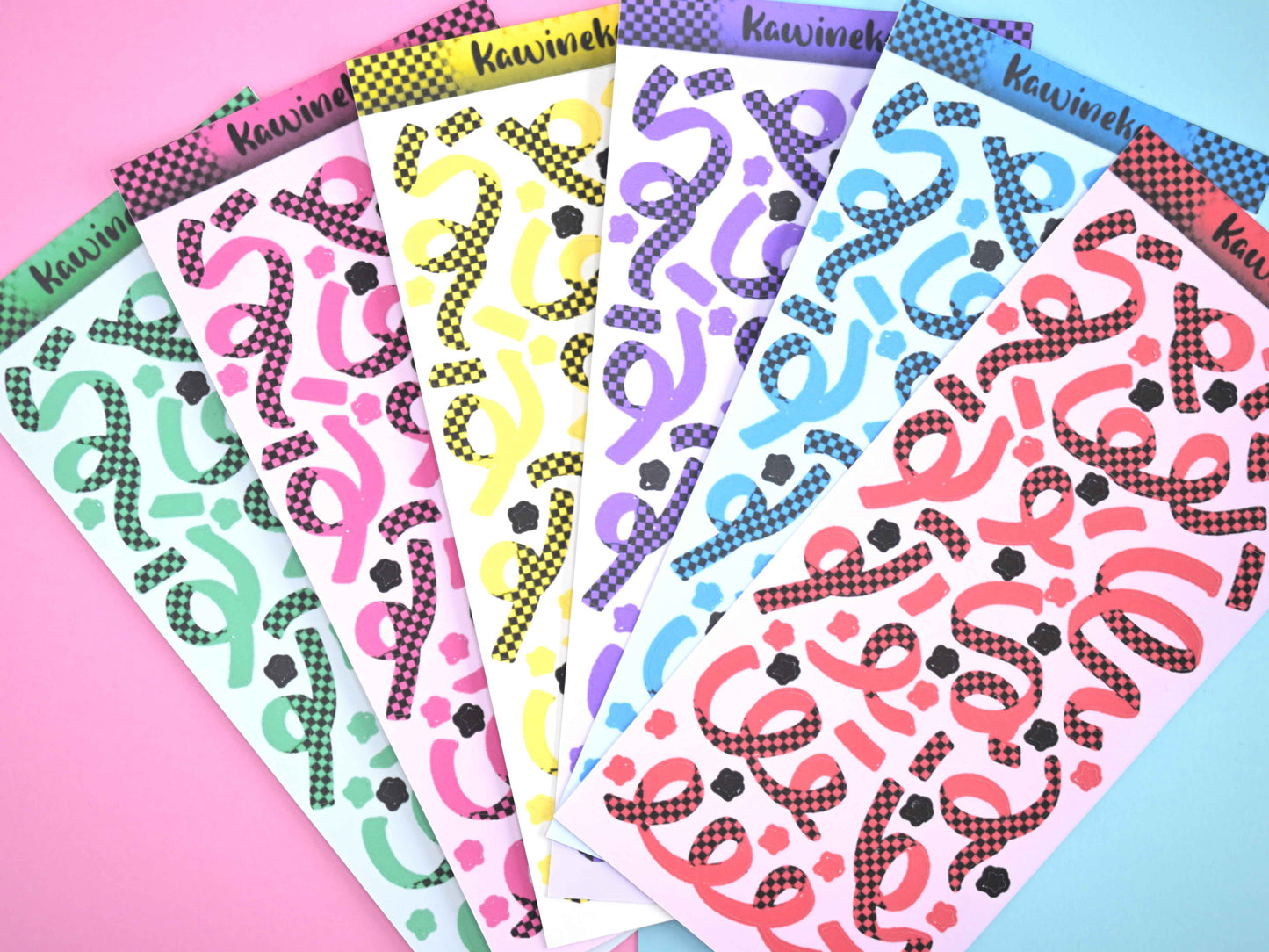 Skater ribbons style sticker sheets